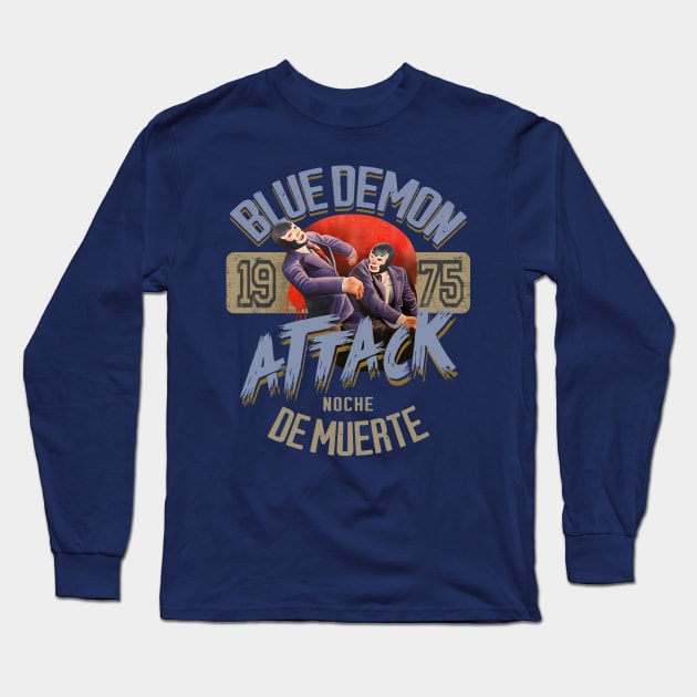 Blue Demon Attack Long Sleeve T-Shirt by Trazzo